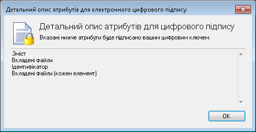 Атрибути, які будуть підписані